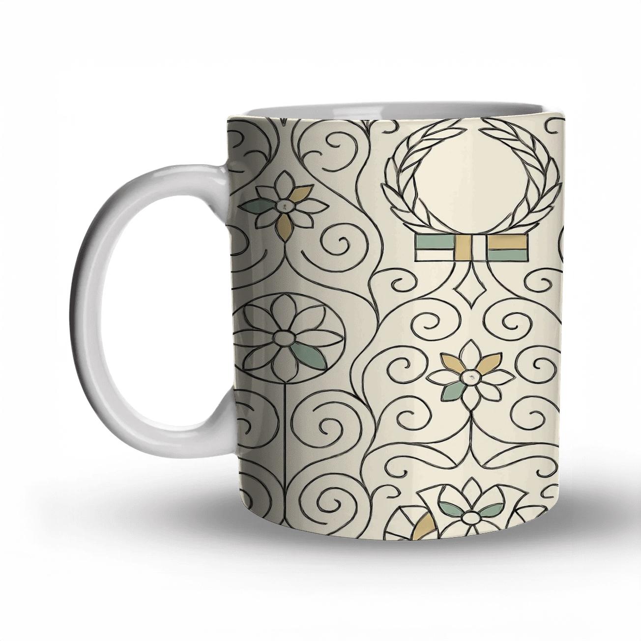 Vienna Secession Laurel Whiplash Medallions custom printed mugs