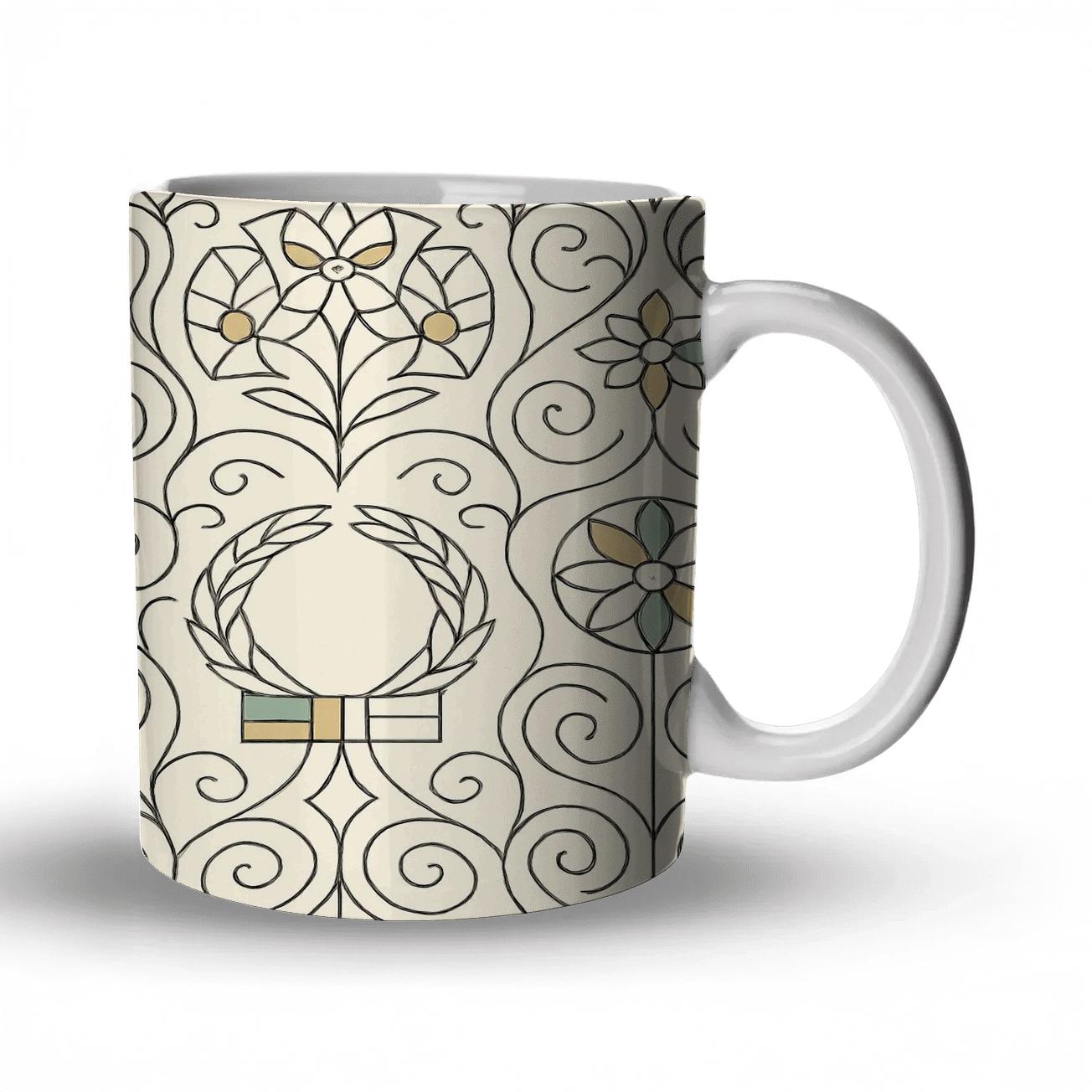 Vienna Secession Laurel Whiplash Medallions custom printed mugs