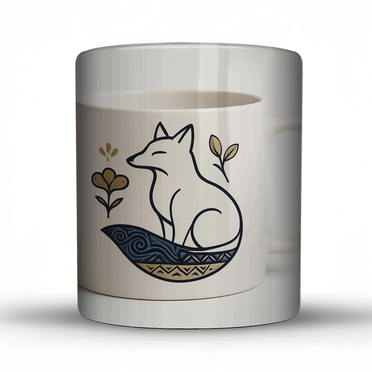 Rinpa Fox Scroll Minimal Mug Art decorative mug sets