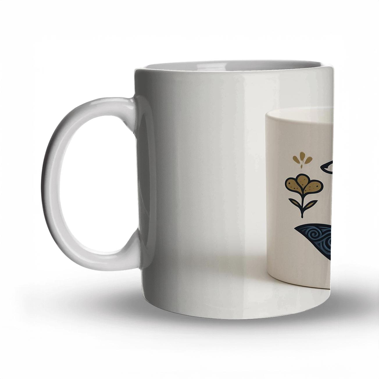 Rinpa Fox Scroll Minimal Mug Art decorative mug sets