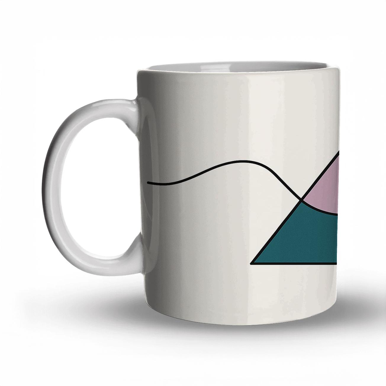 Quantum Tides Geometric Organic Line Art travel mugs with handles