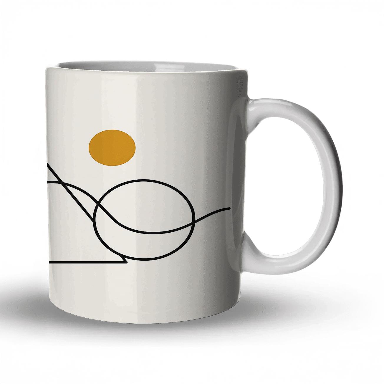 Quantum Tides Geometric Organic Line Art travel mugs with handles