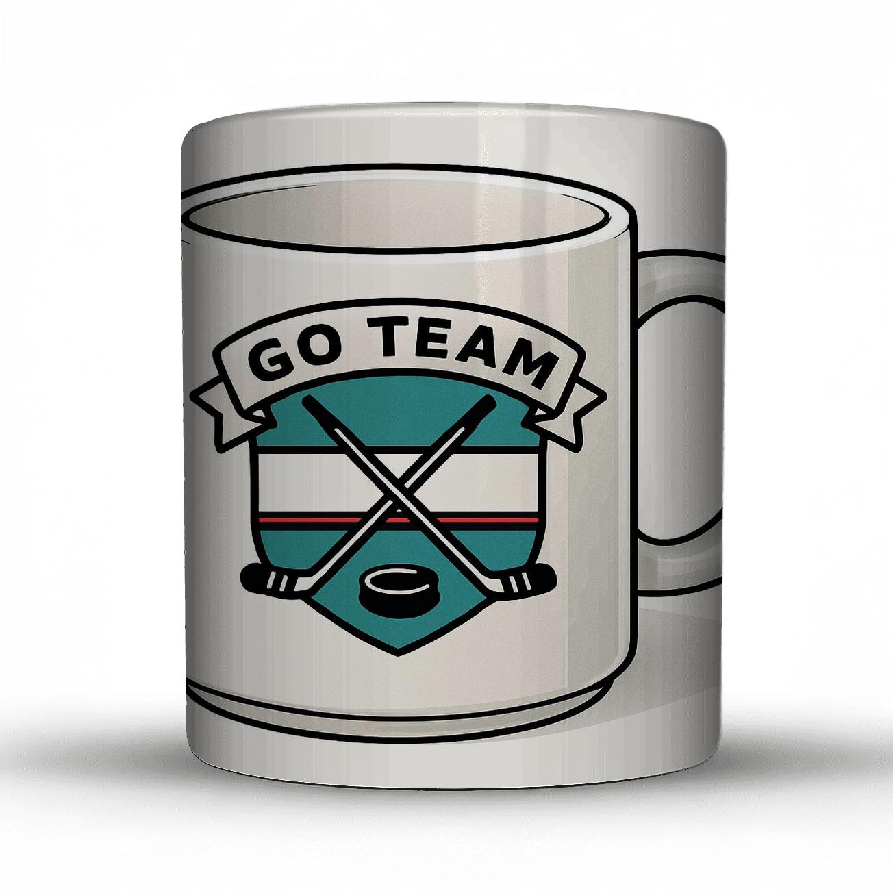 Hockey Go Team Crossed Sticks Crest custom printed mugs