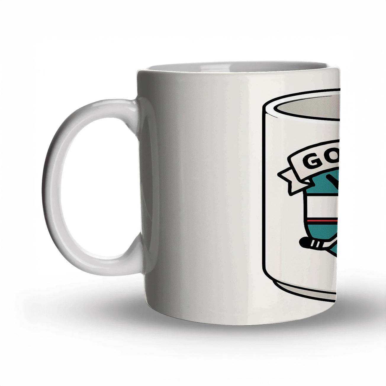 Hockey Go Team Crossed Sticks Crest custom printed mugs
