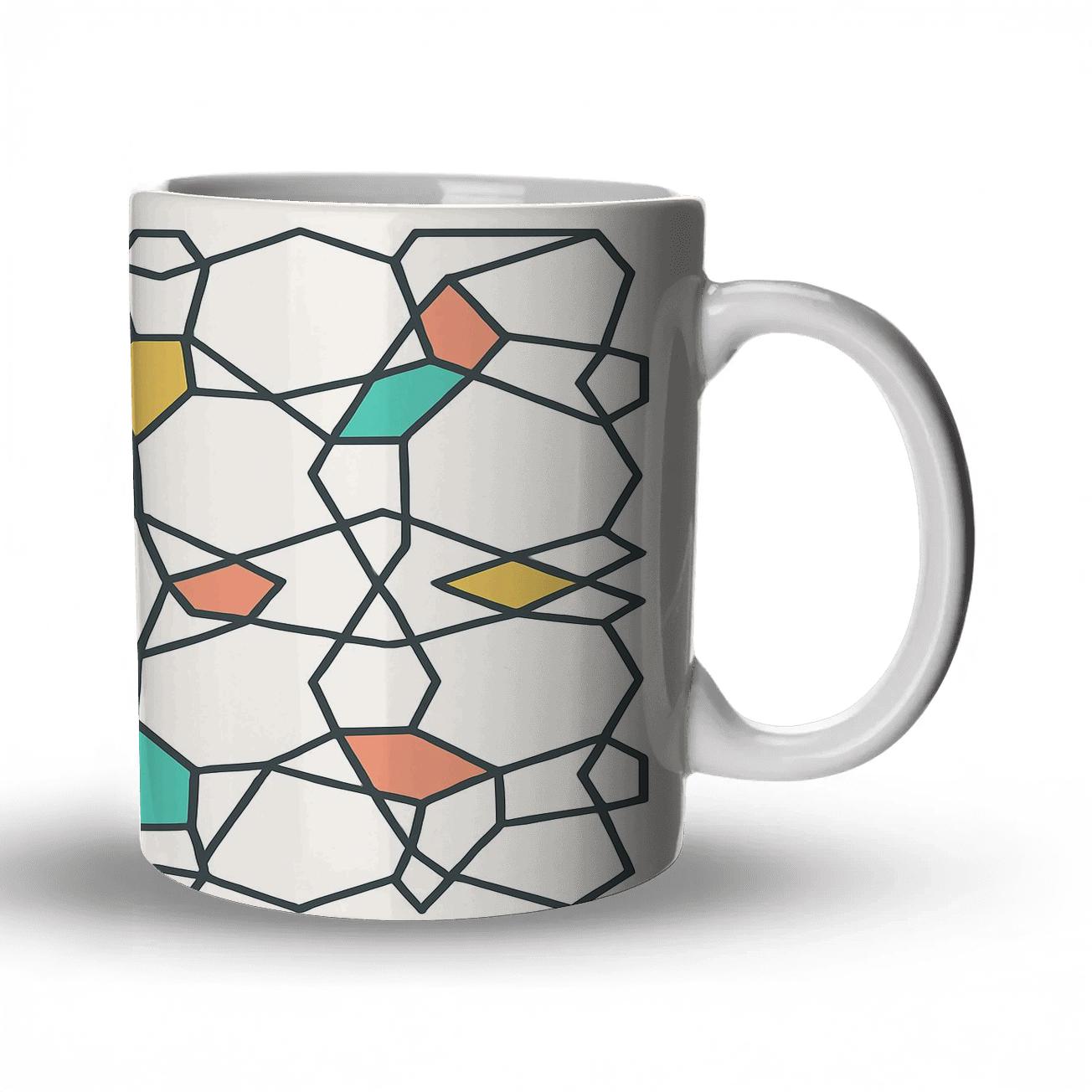 Girih Minimal Lattice Flow custom printed mugs