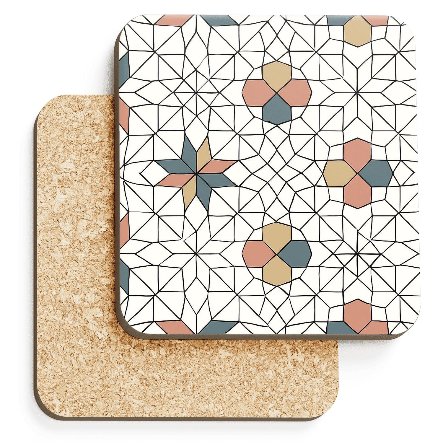 Andalusian Girih Star Lattice Minimal personalized drink coasters