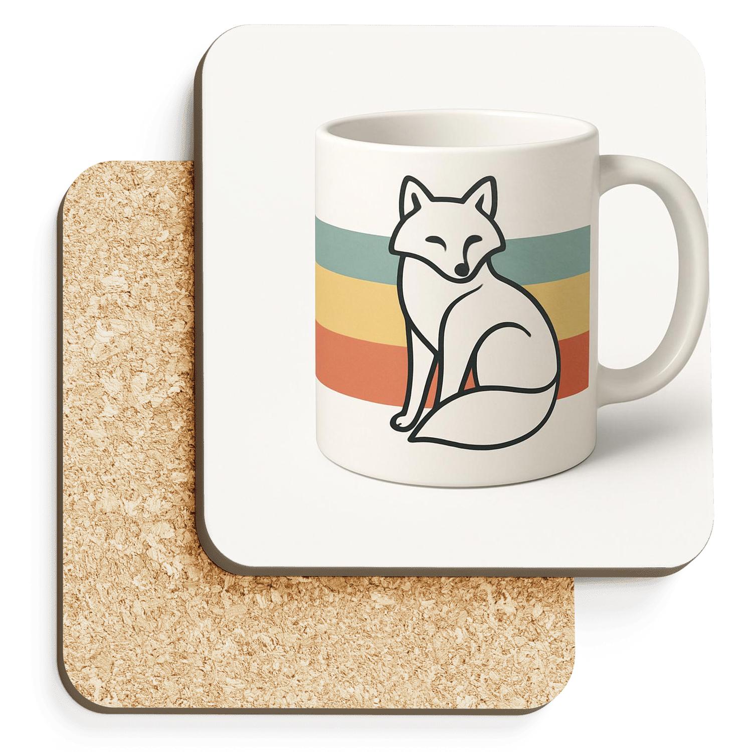 Arctic Fox Bauhaus Loop Mug Art cork coaster sets