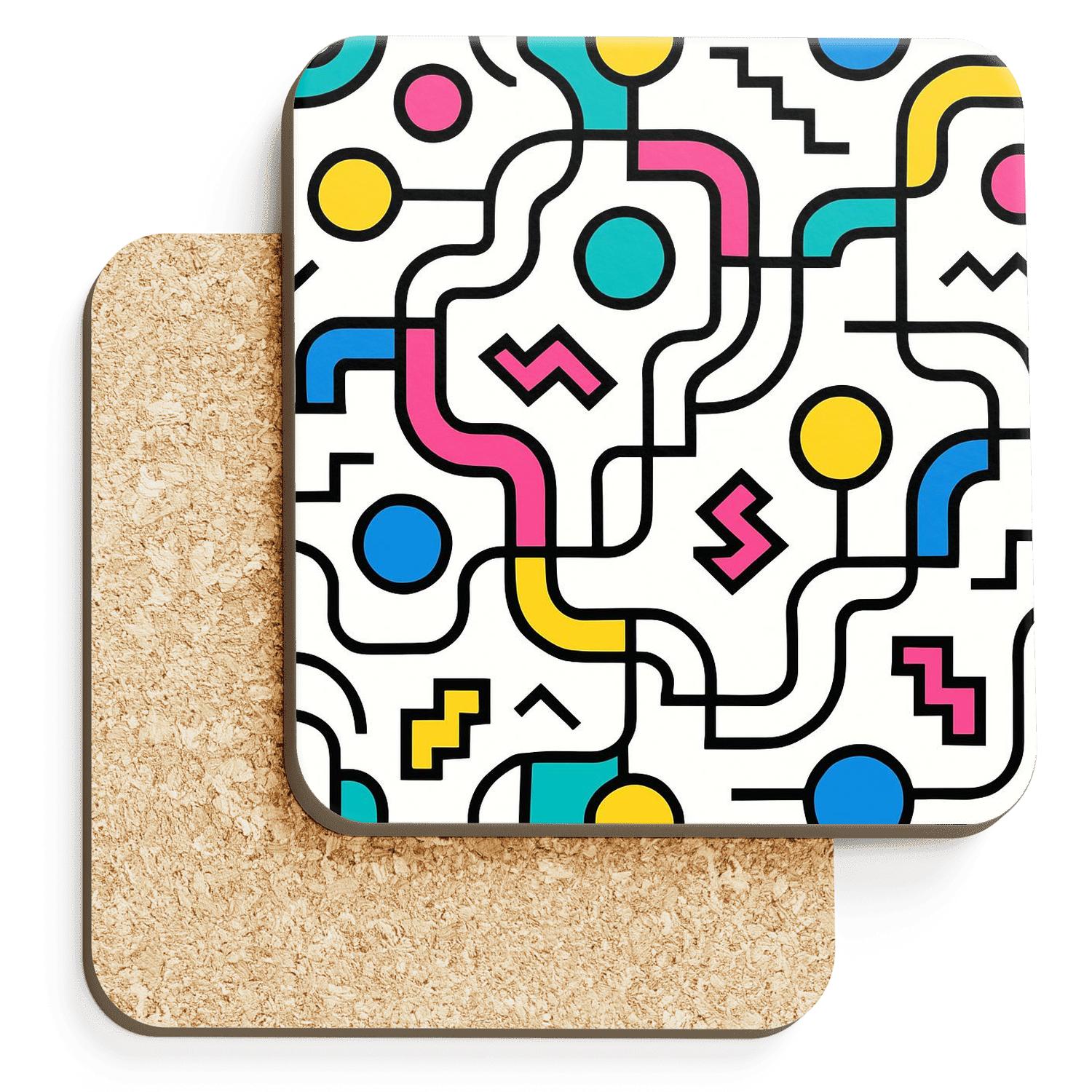 Memphis Bauhaus Metroline Weave personalized drink coasters