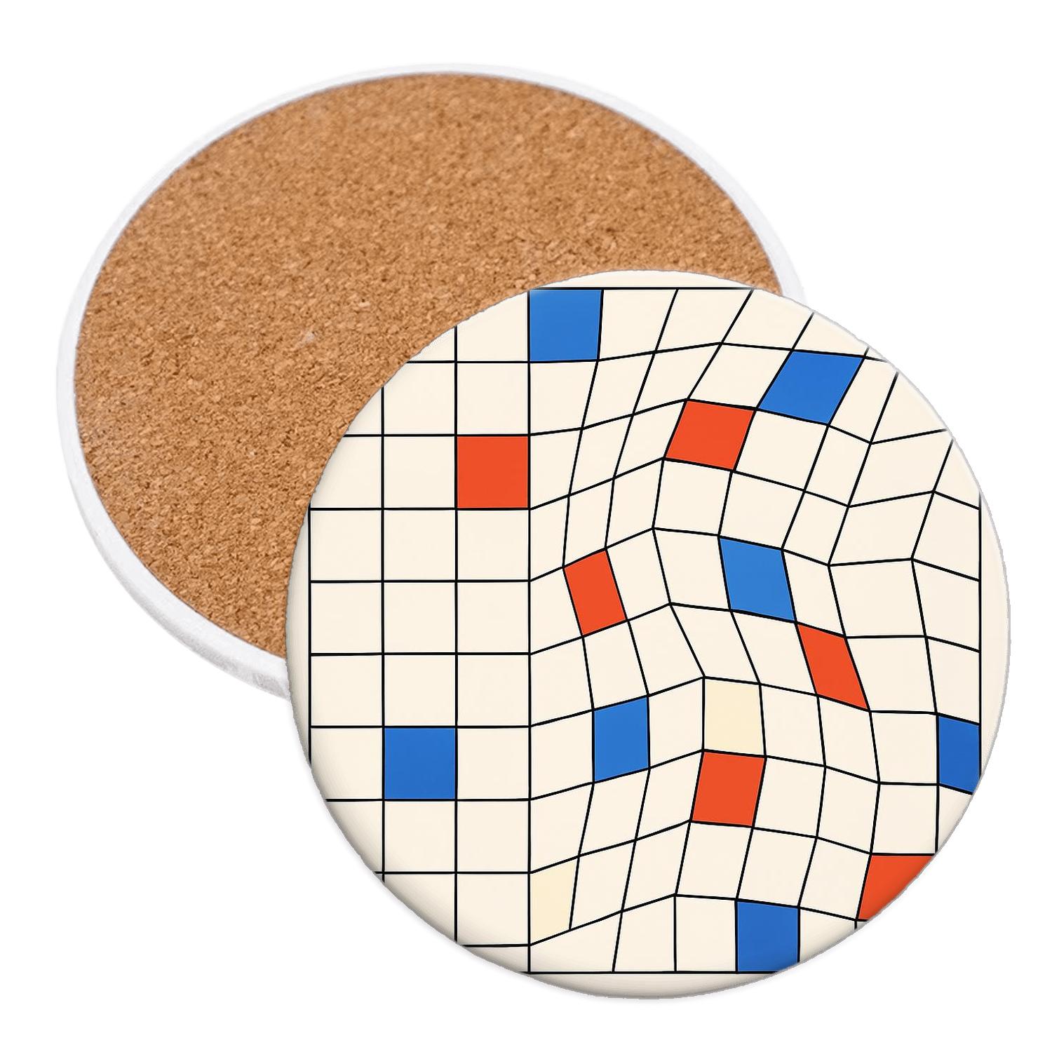 Zurich Concrete Grid Harmonics cork coaster sets