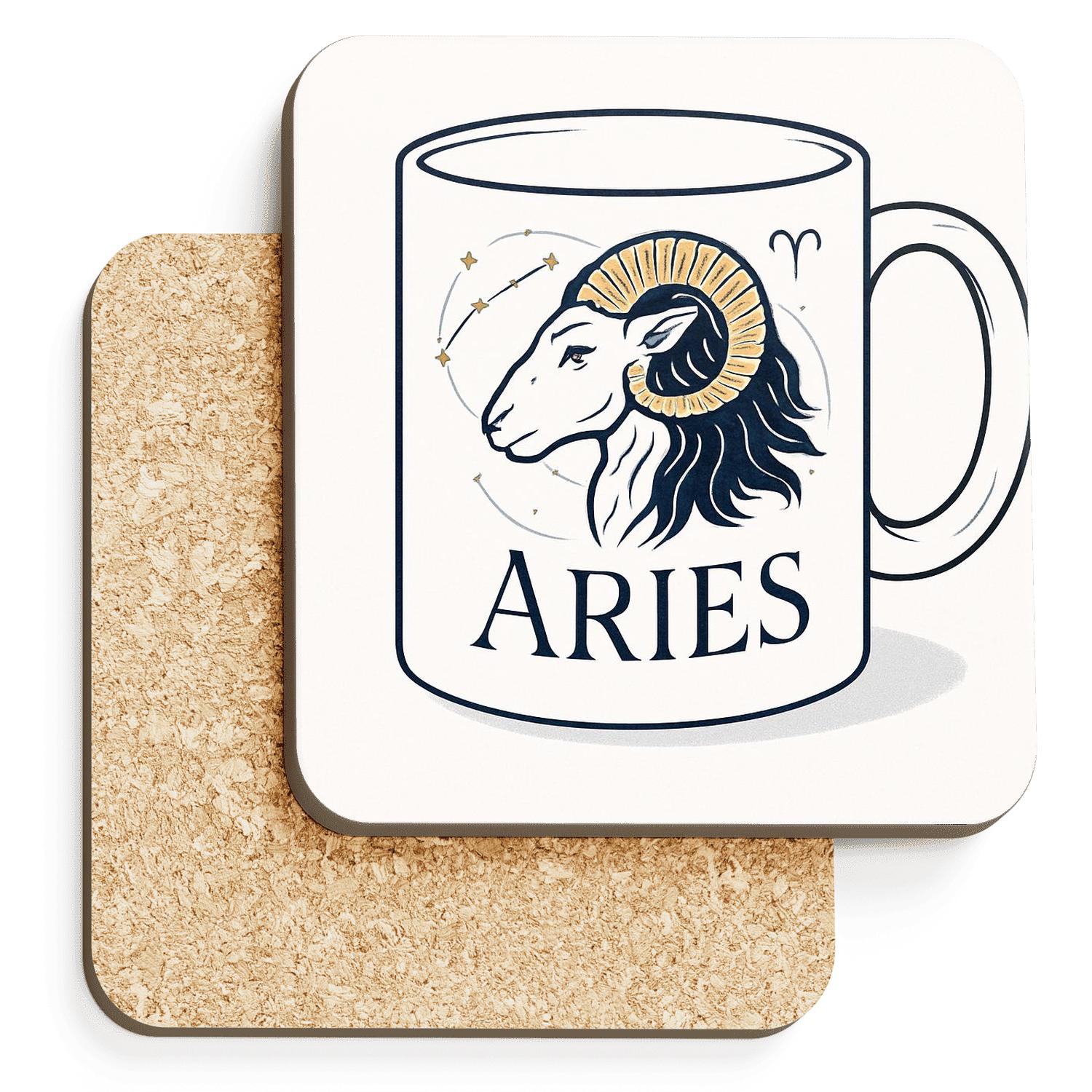 Aries Celestial Engraving Line Art Mug Design personalized drink coasters