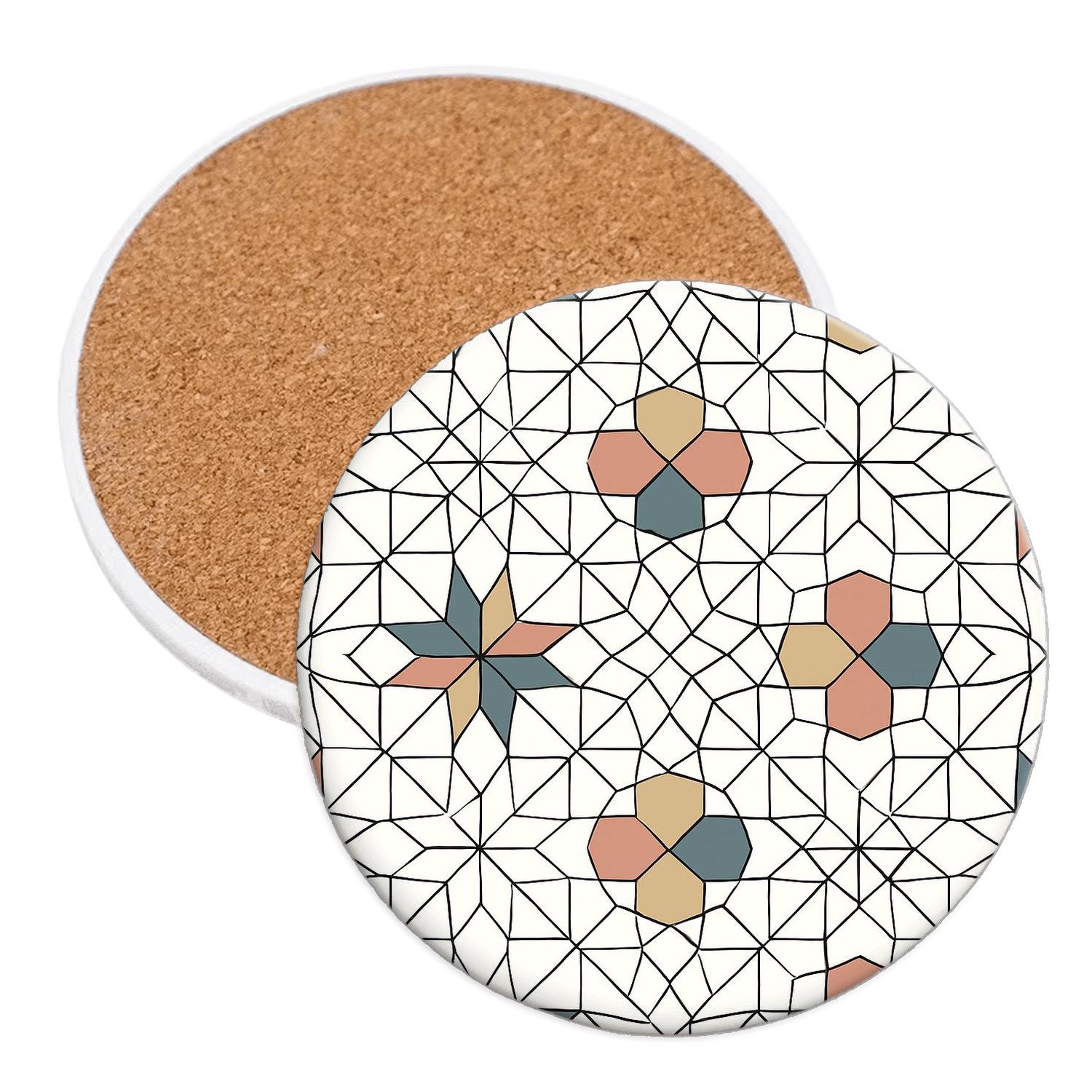 Andalusian Girih Star Lattice Minimal wooden table coasters