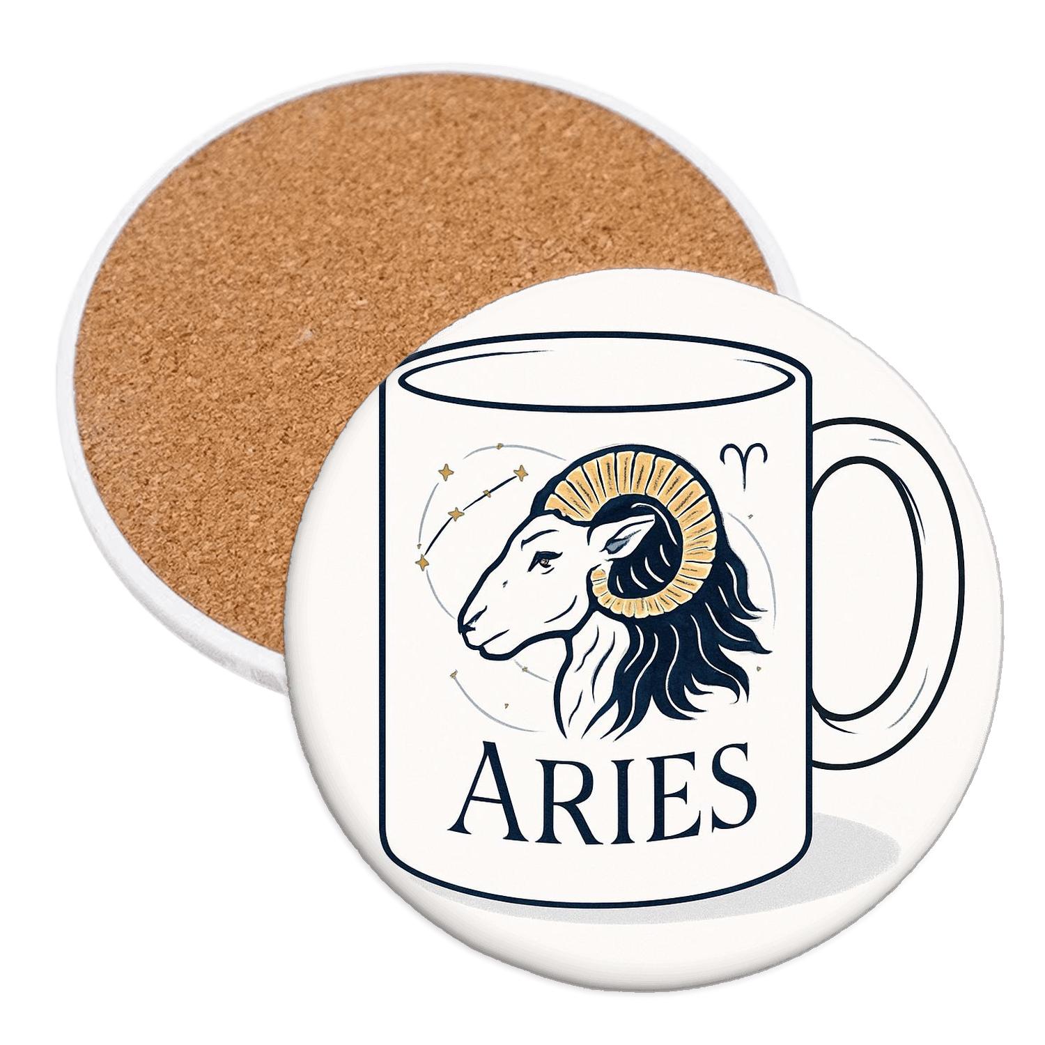Aries Celestial Engraving Line Art Mug Design coasters for home decor
