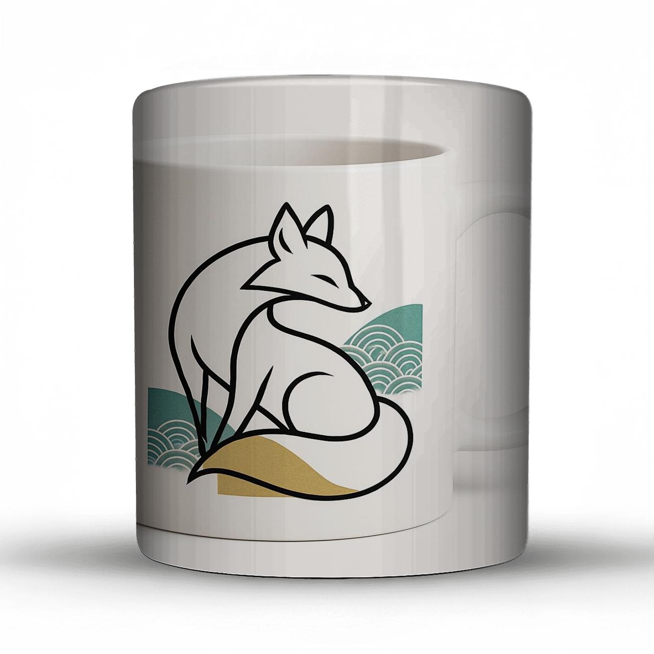 Rinpa Fox Wave Linework Mug custom printed mugs