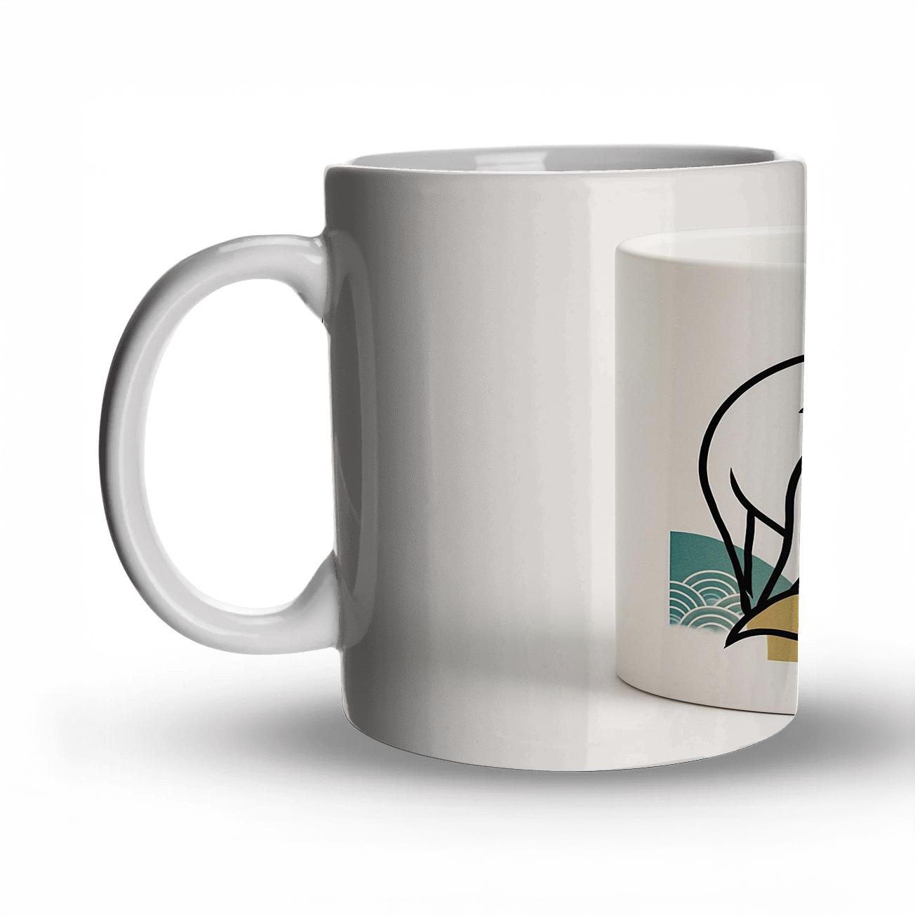 Rinpa Fox Wave Linework Mug custom printed mugs