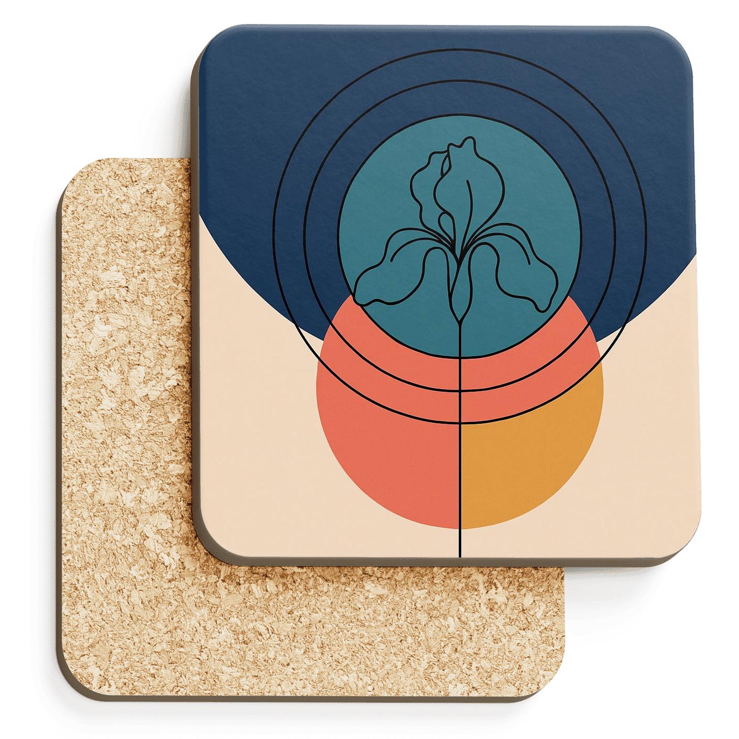 Orbital Iris Bloom custom engraved coasters