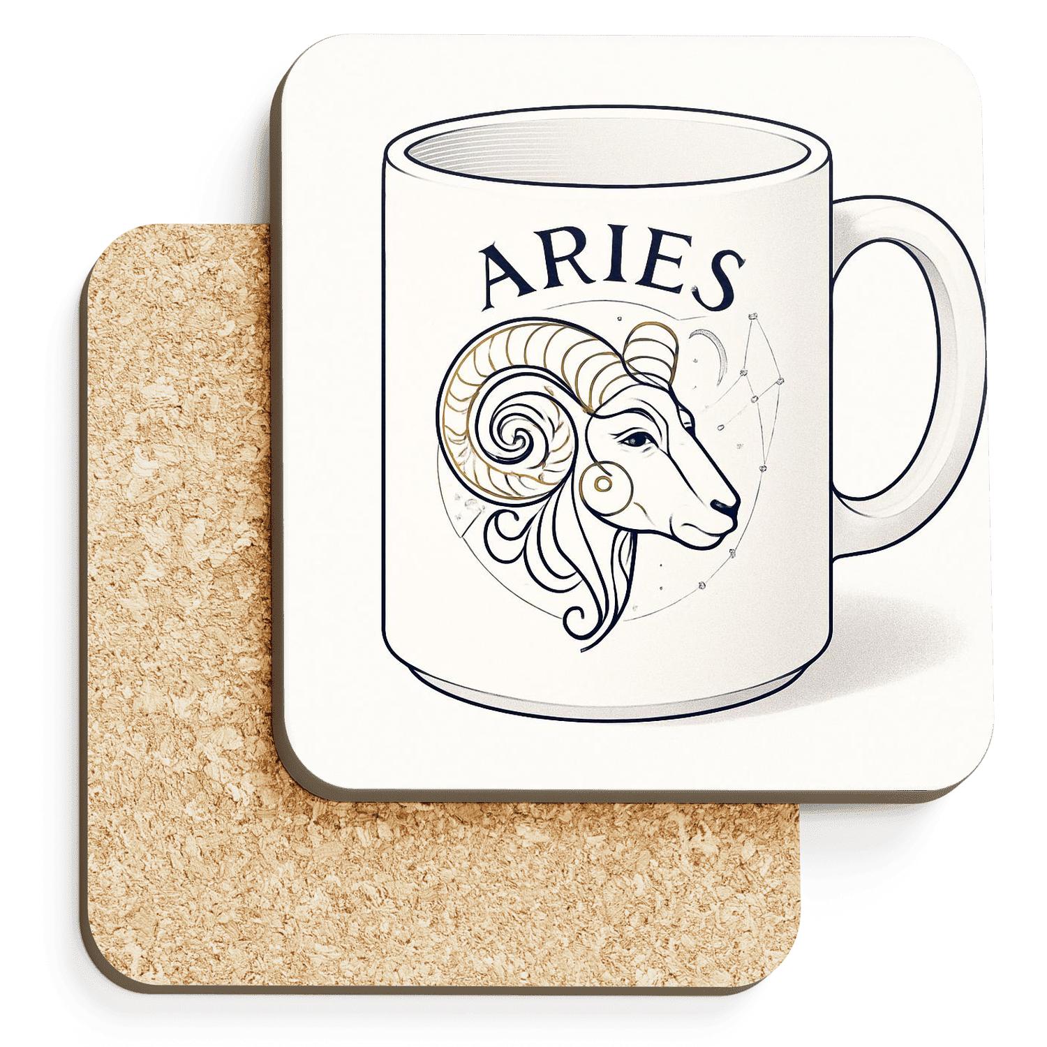 Aries Golden Ram Constellation Emblem custom engraved coasters