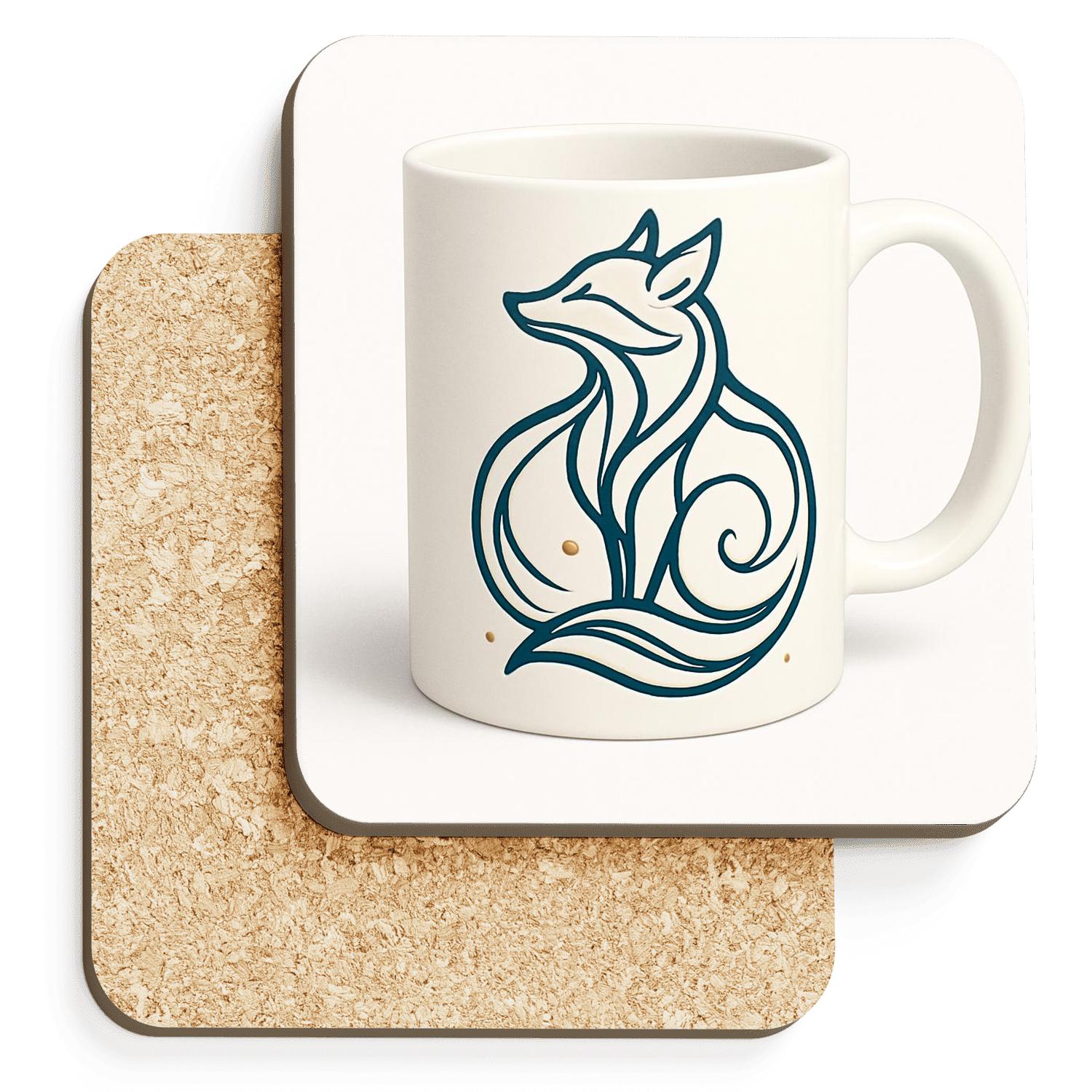 Art Nouveau Fox Filigree Line Mug stone coaster collections