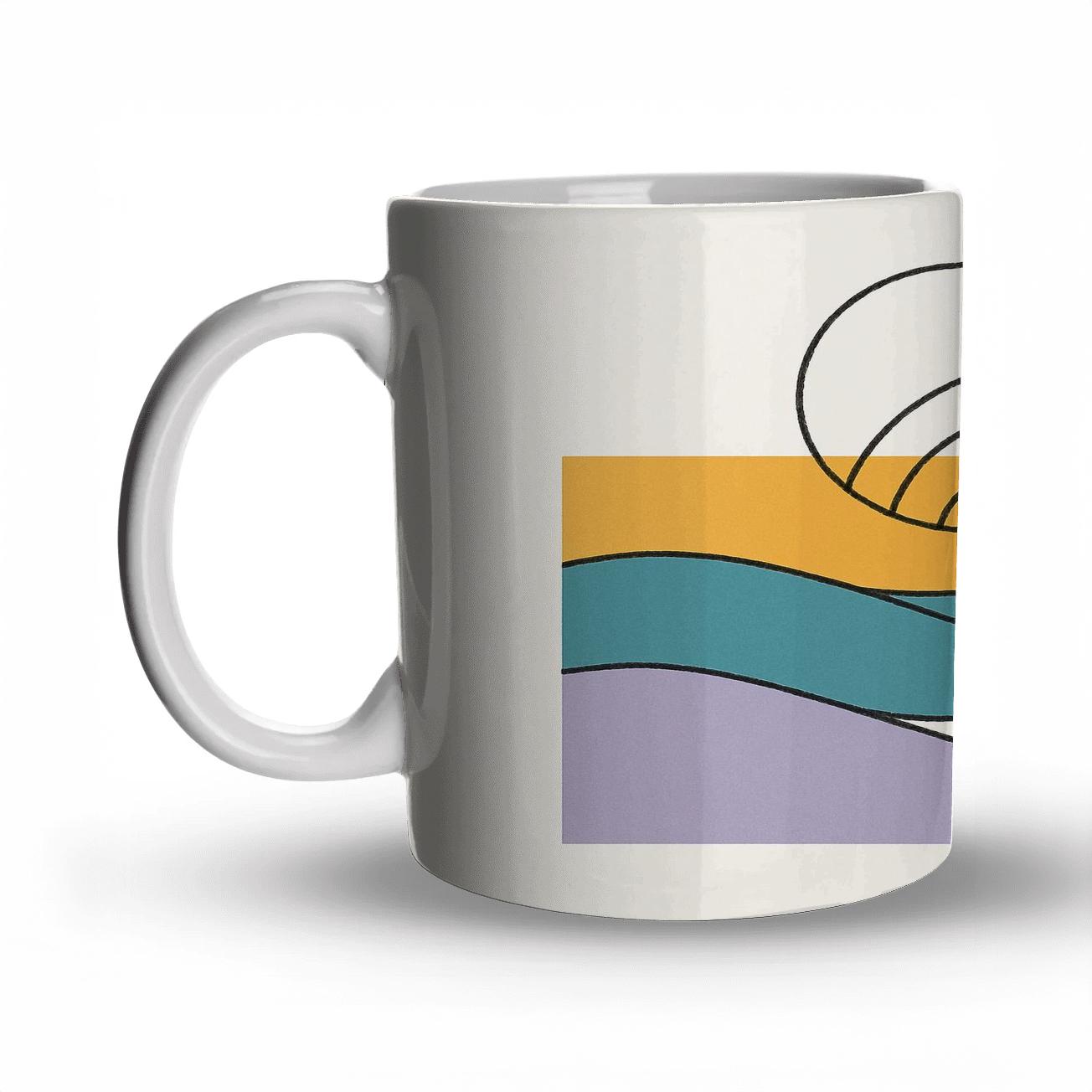 Geometric Horizon Drift travel mugs with handles