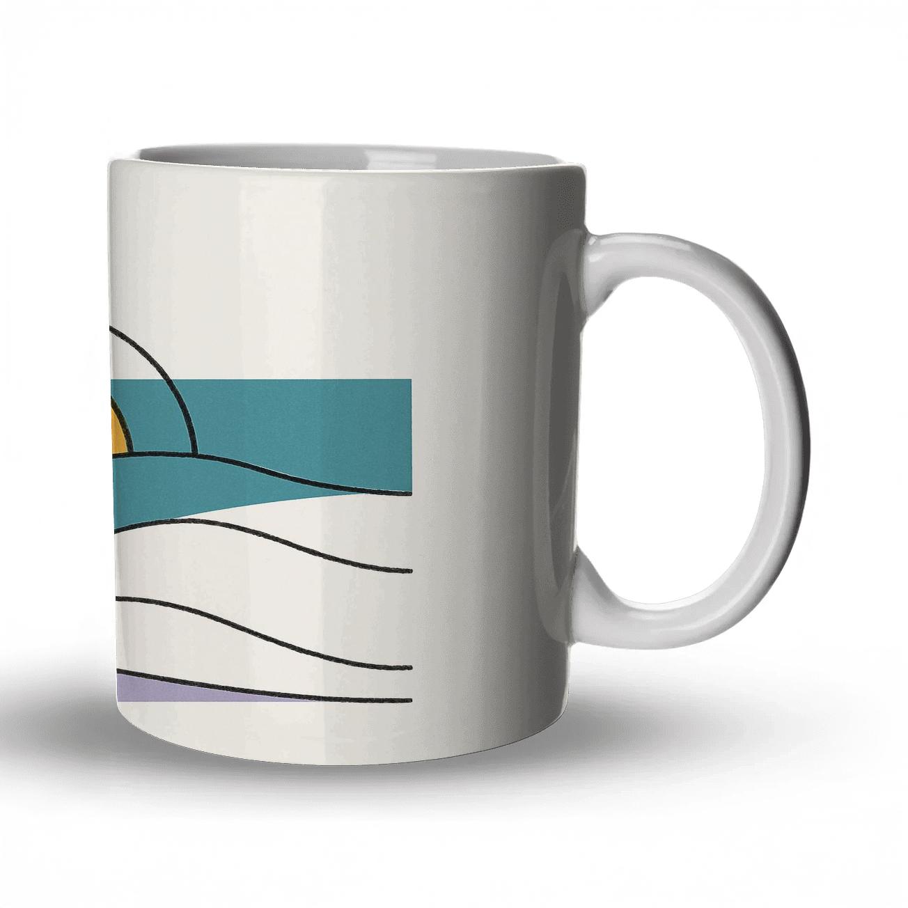 Geometric Horizon Drift travel mugs with handles