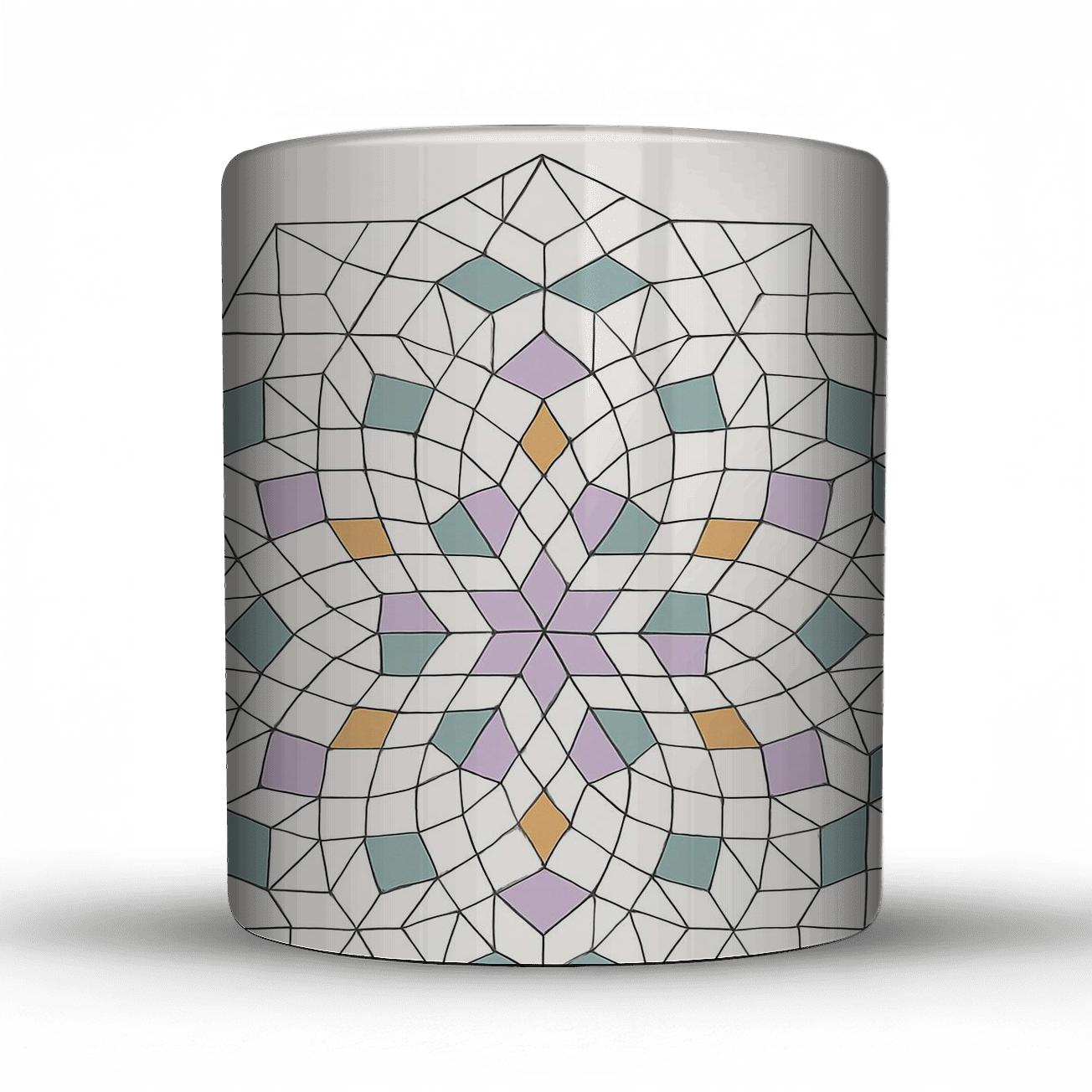 Quasicrystal Muqarnas Minimal Weave travel mugs with handles