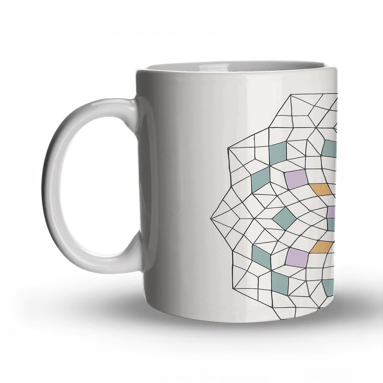 Quasicrystal Muqarnas Minimal Weave travel mugs with handles