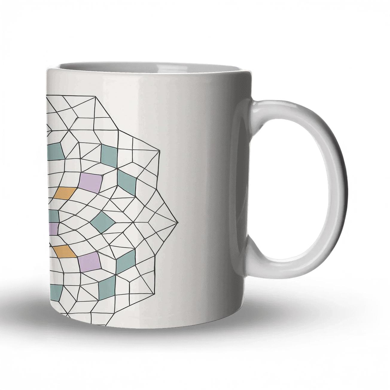 Quasicrystal Muqarnas Minimal Weave travel mugs with handles