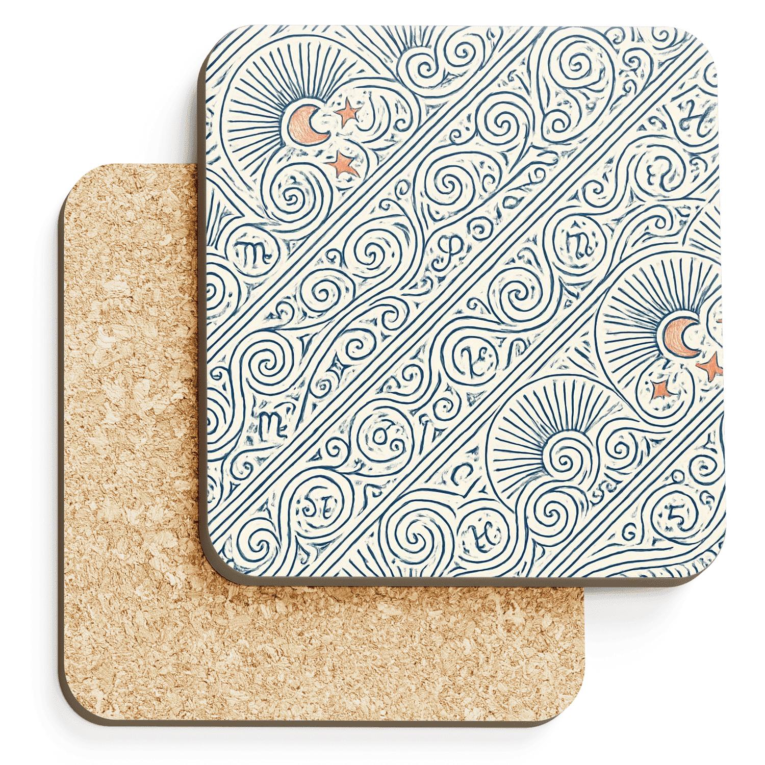 Paris Metro Zodiac Guilloche absorbent drink coasters