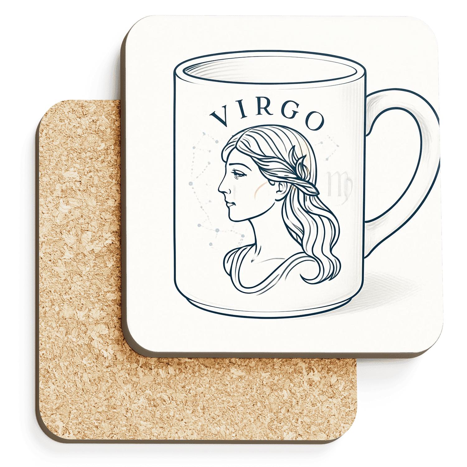 Virgo Gilded Maiden Botanical Star Chart decorative beverage coasters