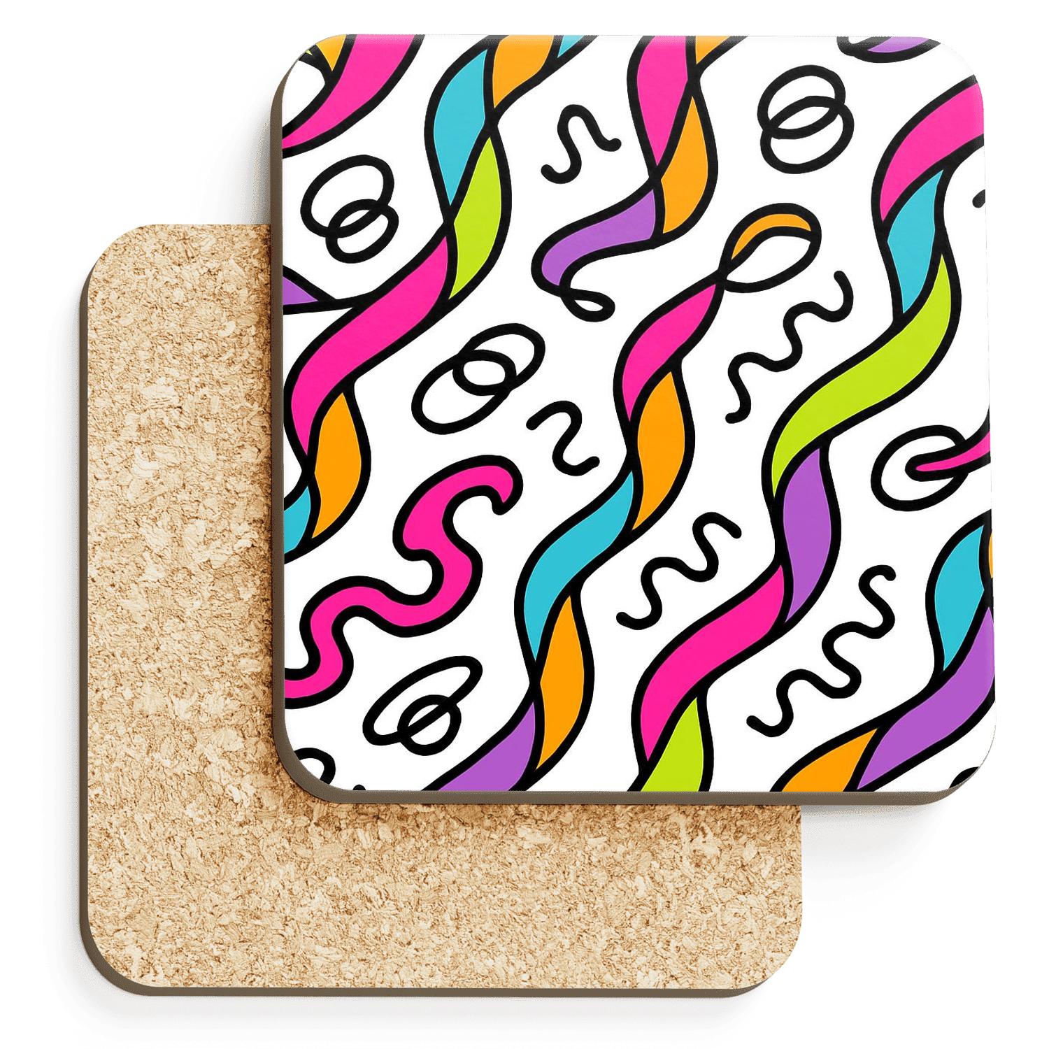 Memphis Orbit Kelp Lines custom engraved coasters