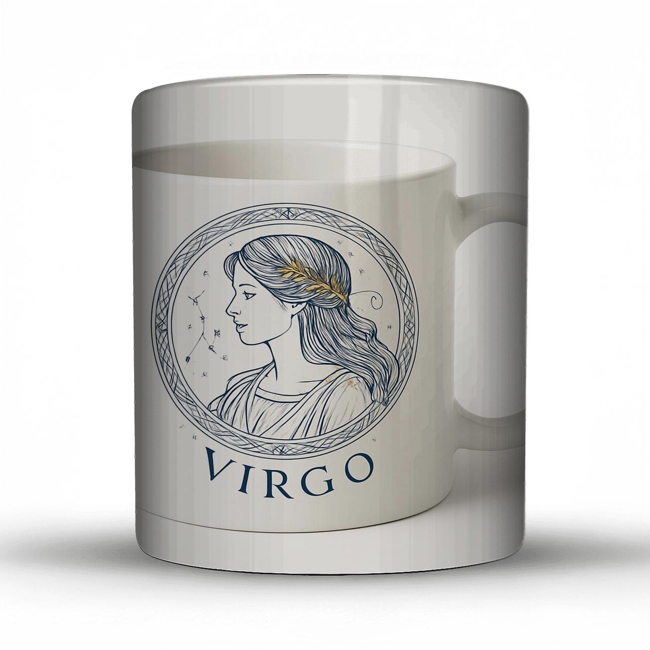 Virgo Astrolabe Filigree Maiden travel mugs with handles