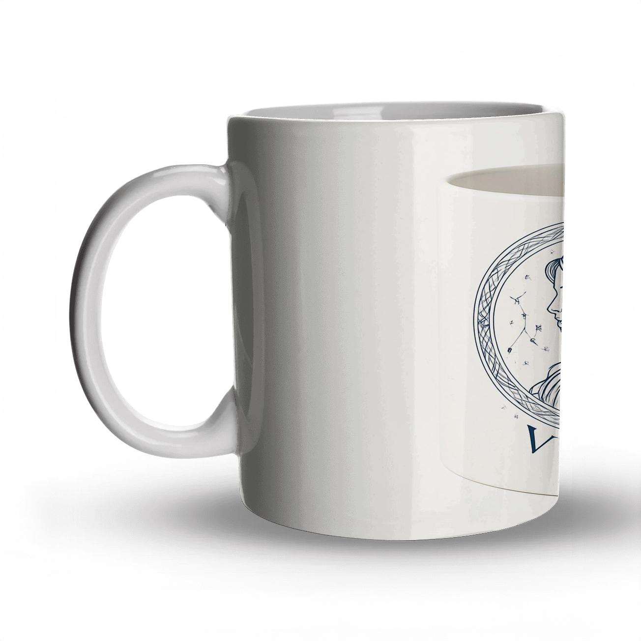 Virgo Astrolabe Filigree Maiden travel mugs with handles