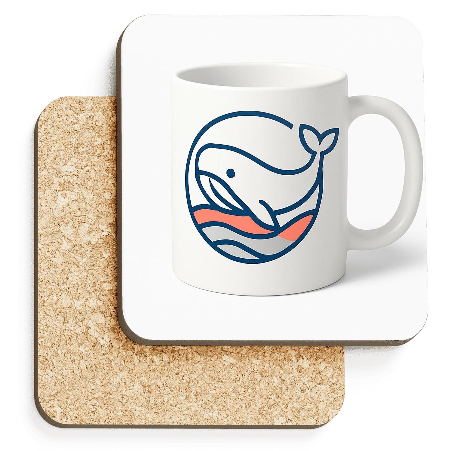 Bauhaus Whale Geometric Line Mug cork coaster sets