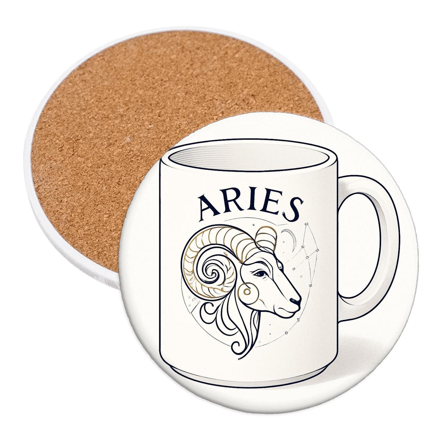 Aries Golden Ram Constellation Emblem absorbent drink coasters