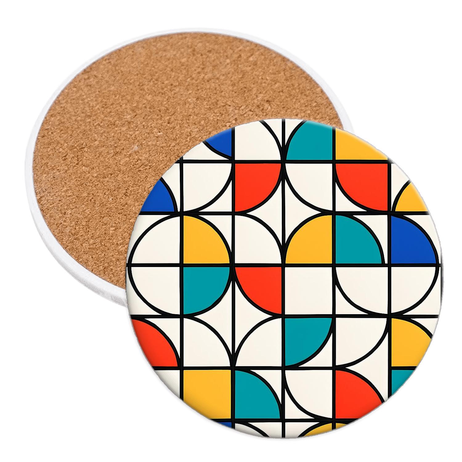 Bauhaus Neon Constellation Weave wooden table coasters