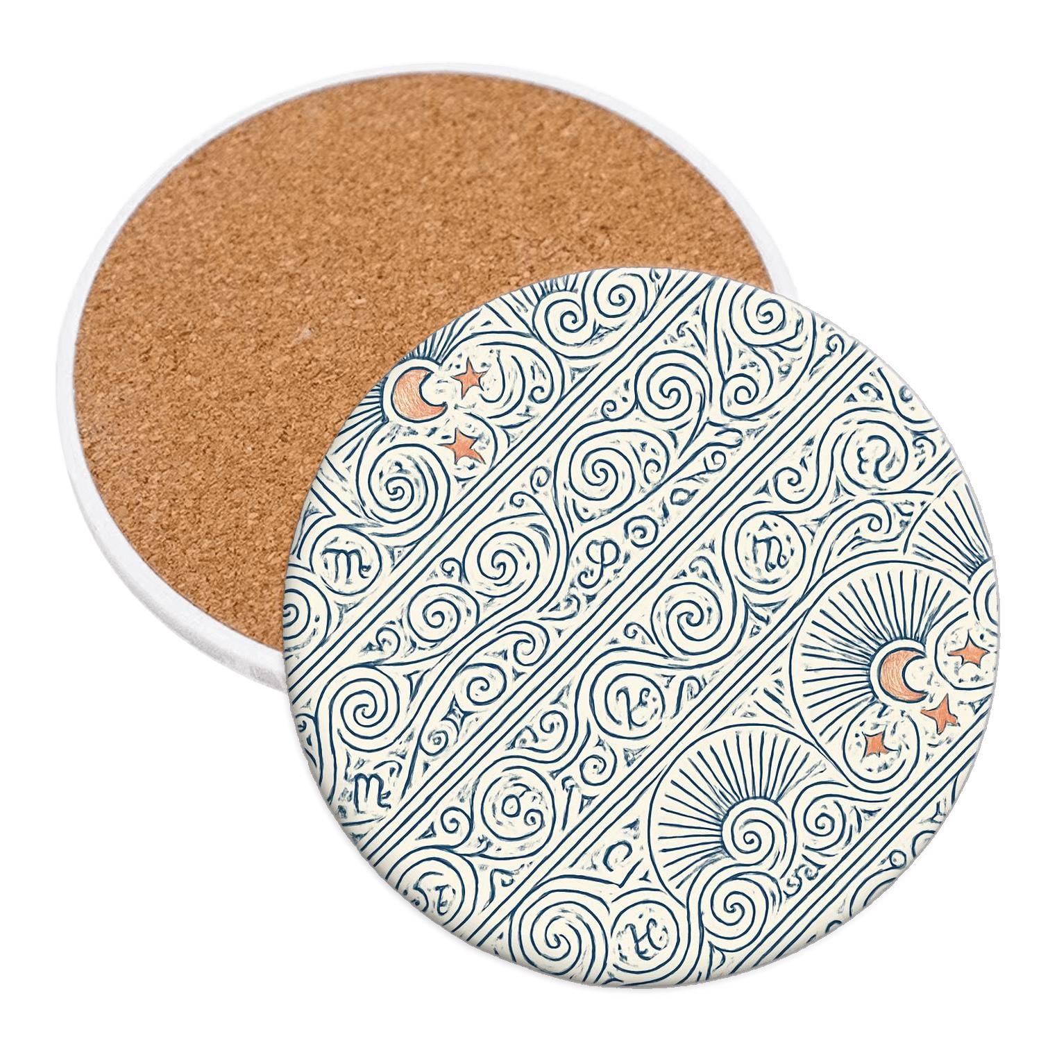 Paris Metro Zodiac Guilloche elegant tabletop coasters
