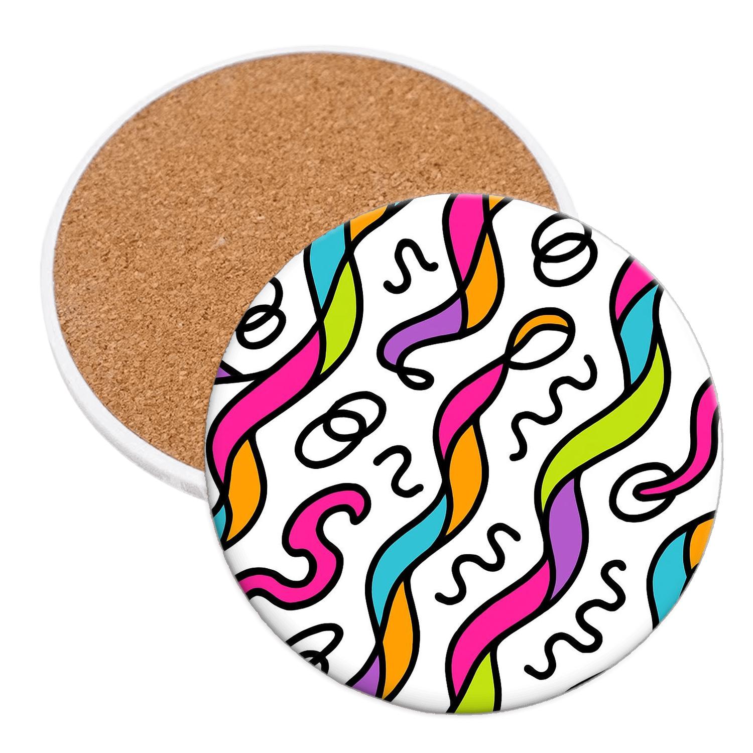 Memphis Orbit Kelp Lines coasters for home decor