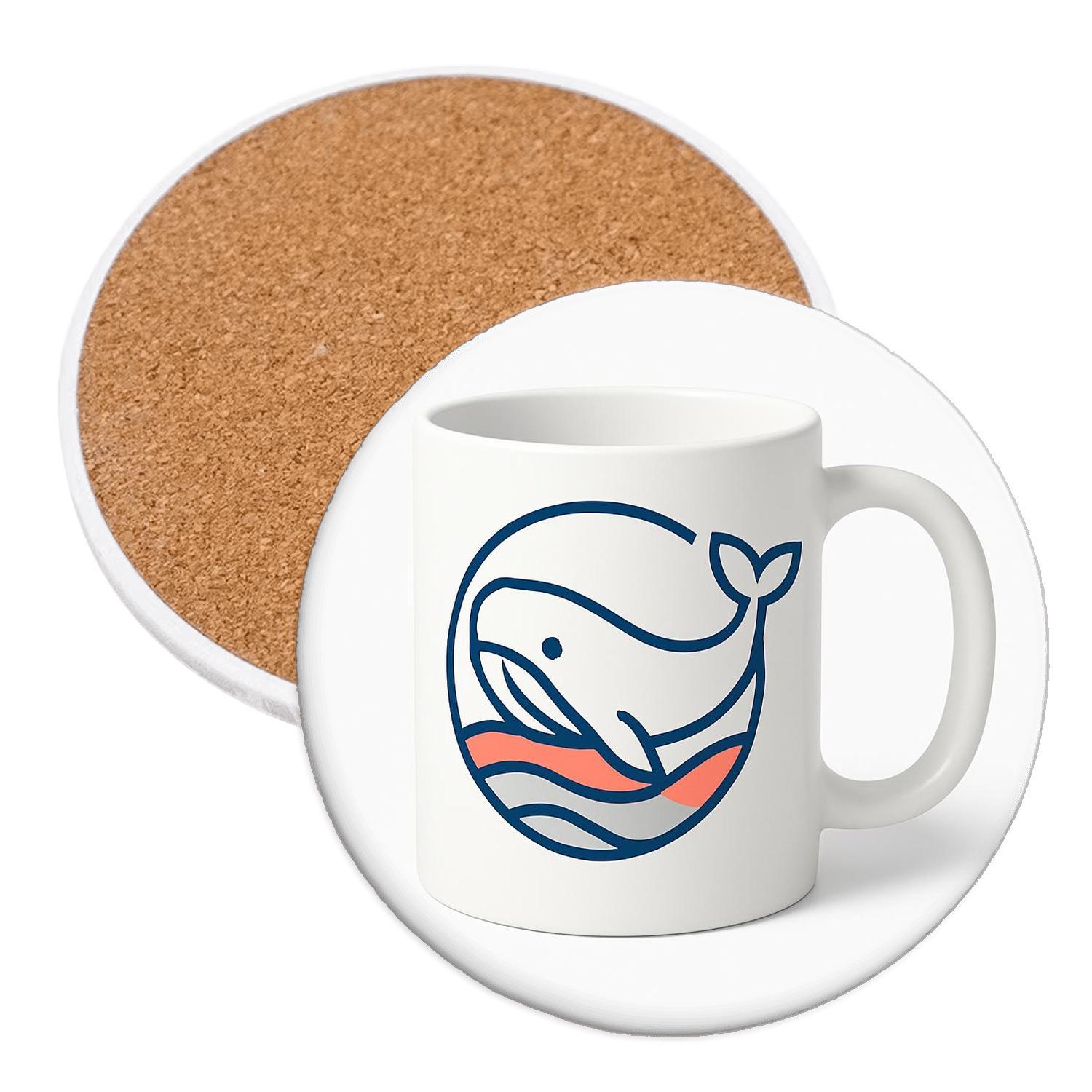 Bauhaus Whale Geometric Line Mug custom engraved coasters