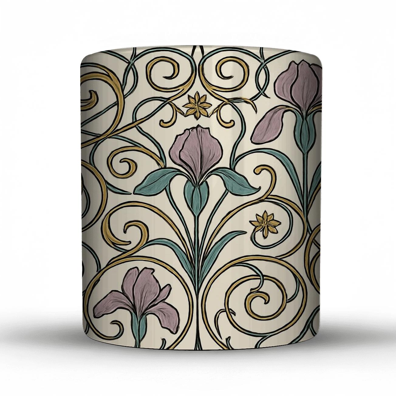 Art Nouveau Celestial Iris Lattice custom printed mugs