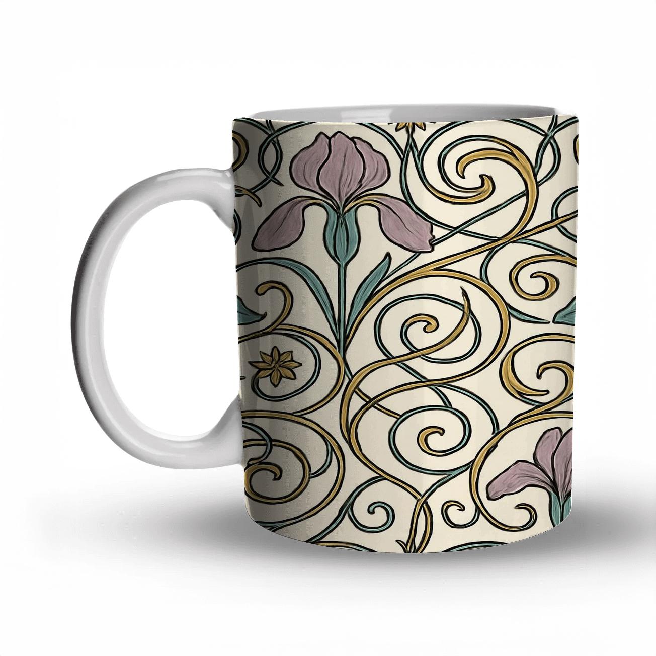Art Nouveau Celestial Iris Lattice custom printed mugs