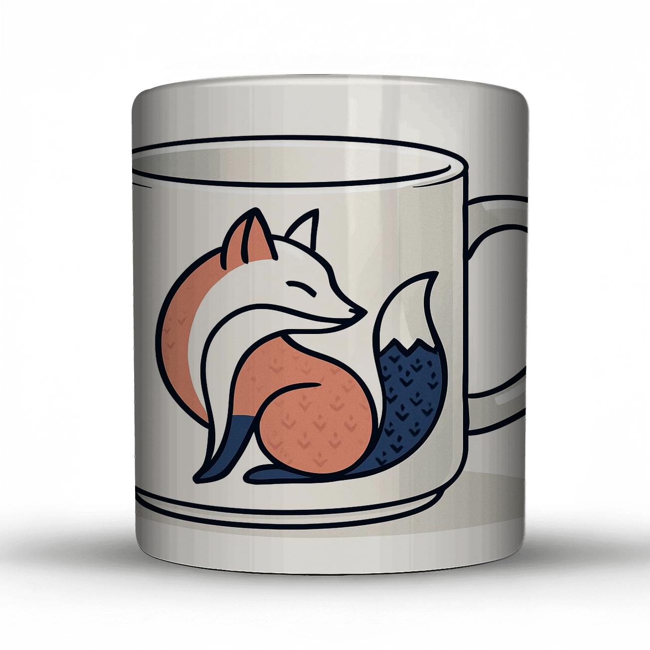 Ainu Spirit Fox Minimal Line Pattern Mug novelty coffee mugs