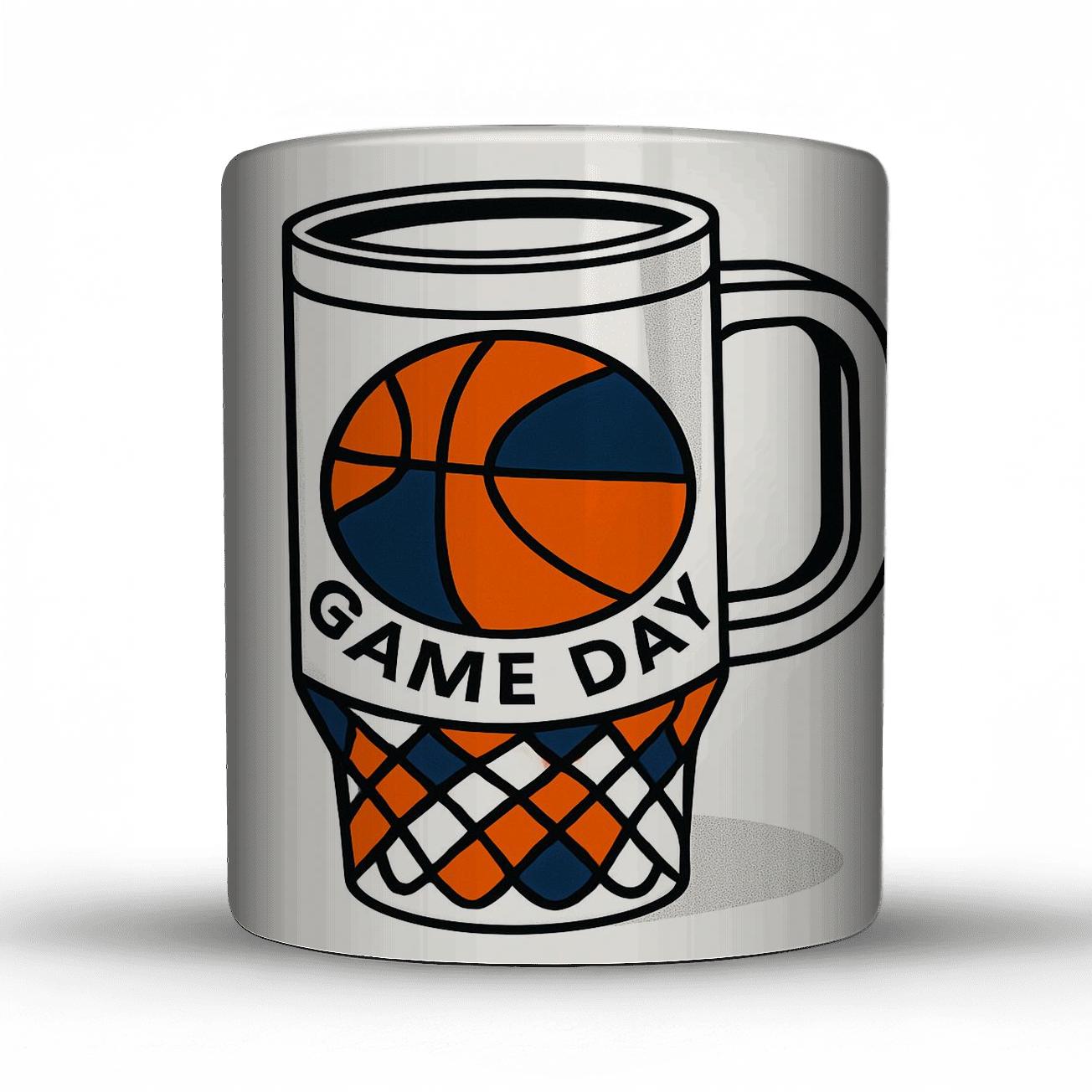 Bauhaus Basketball Game Day Spiral Net travel mugs with handles