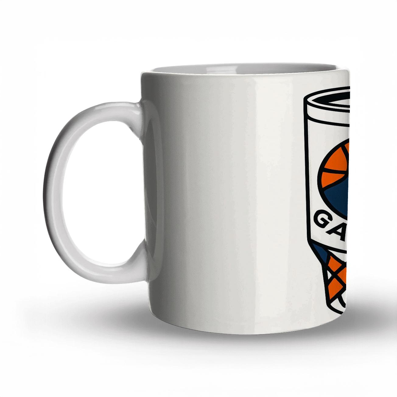 Bauhaus Basketball Game Day Spiral Net travel mugs with handles