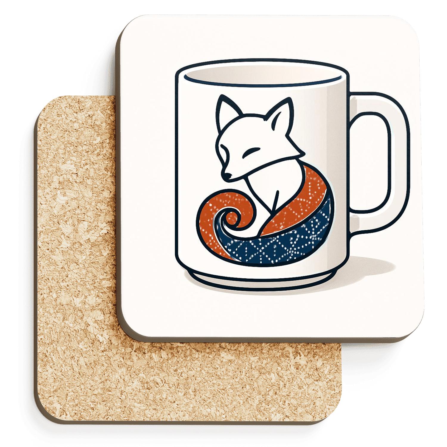 Rinpa Fox Spiral absorbent drink coasters