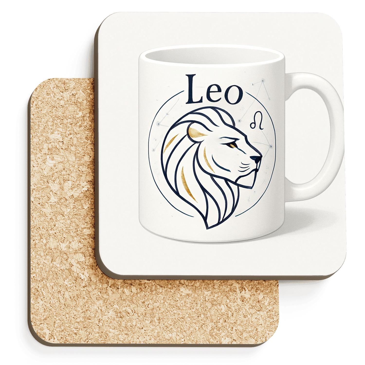 Leo Celestial Art Deco Sigil Mug Design elegant tabletop coasters