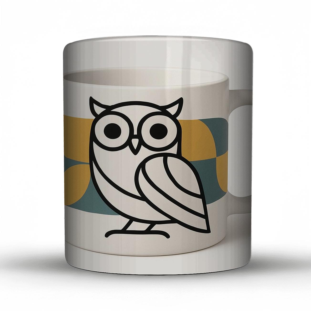 Bauhaus Owl Monoline Ornament Mug premium drinkware mugs