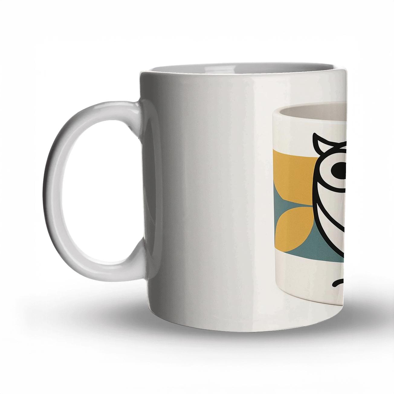 Bauhaus Owl Monoline Ornament Mug premium drinkware mugs