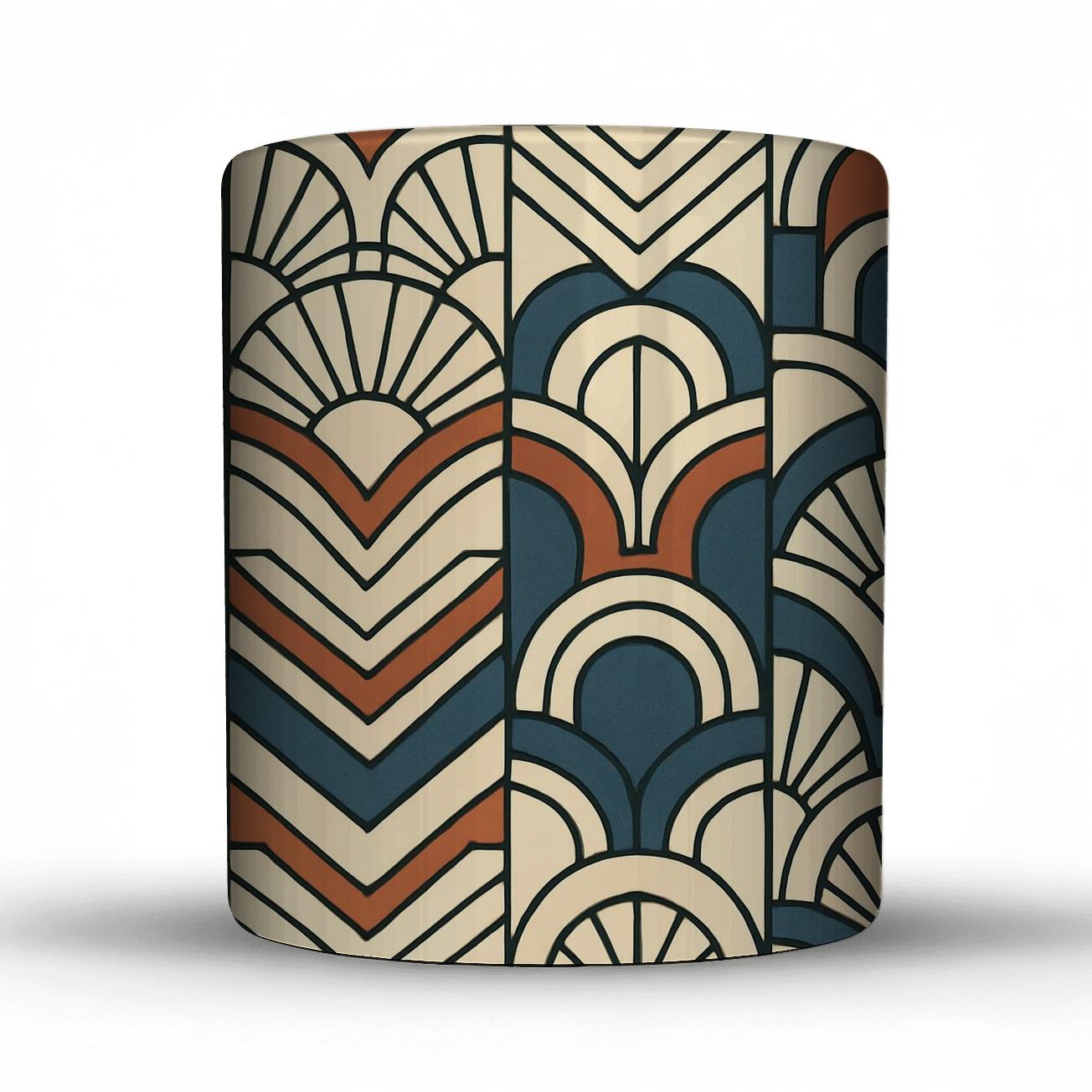 Bauhaus Deco Sunburst Chevron Weave decorative mug sets