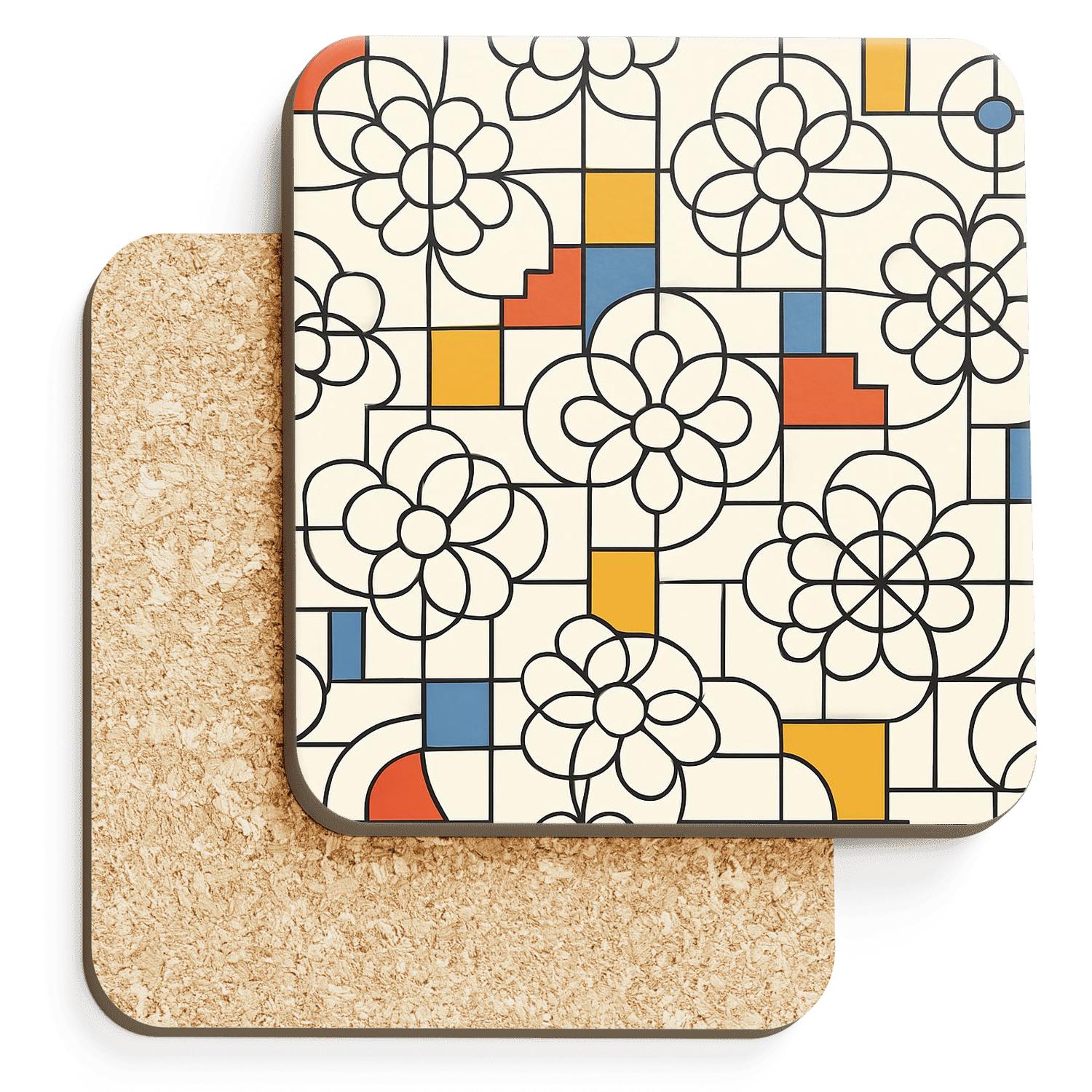 Bauhaus Weimar Rosette Grid Ornament personalized drink coasters