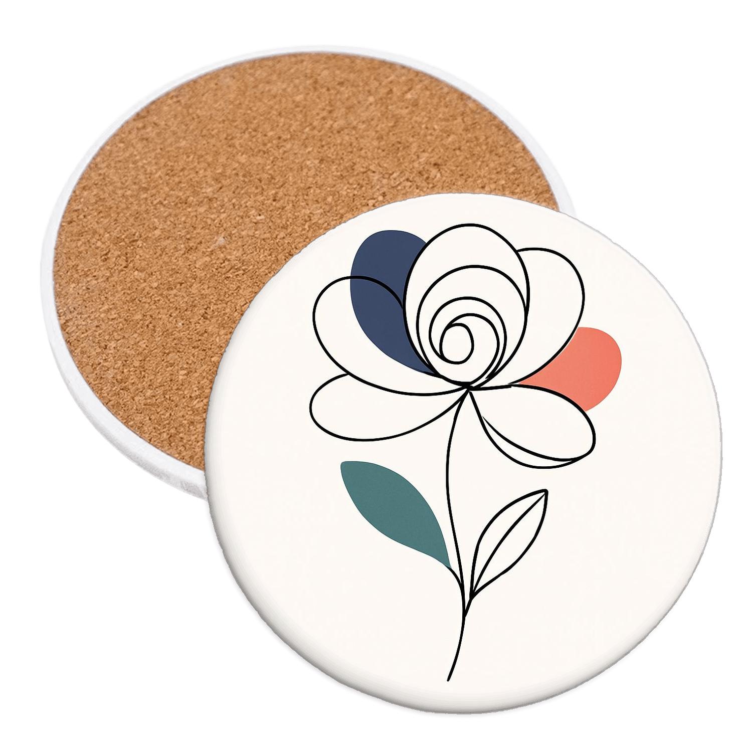 Orbit Bloom Linework decorative beverage coasters