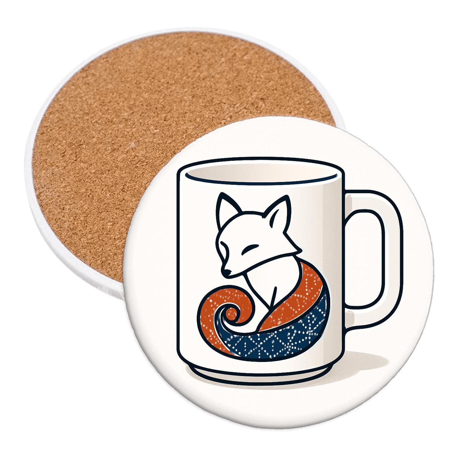 Rinpa Fox Spiral decorative beverage coasters